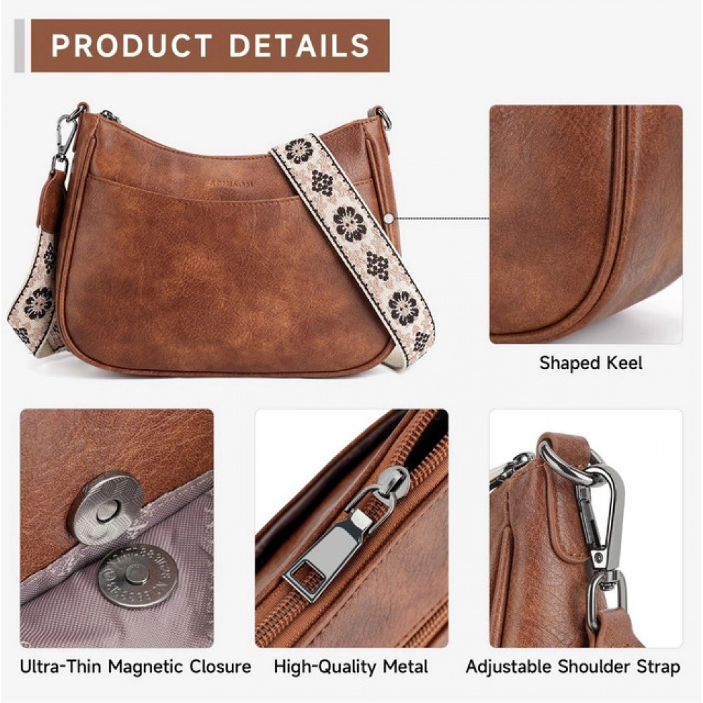 Generic Women's PU Leather Zipper Sling Bag - Image 3