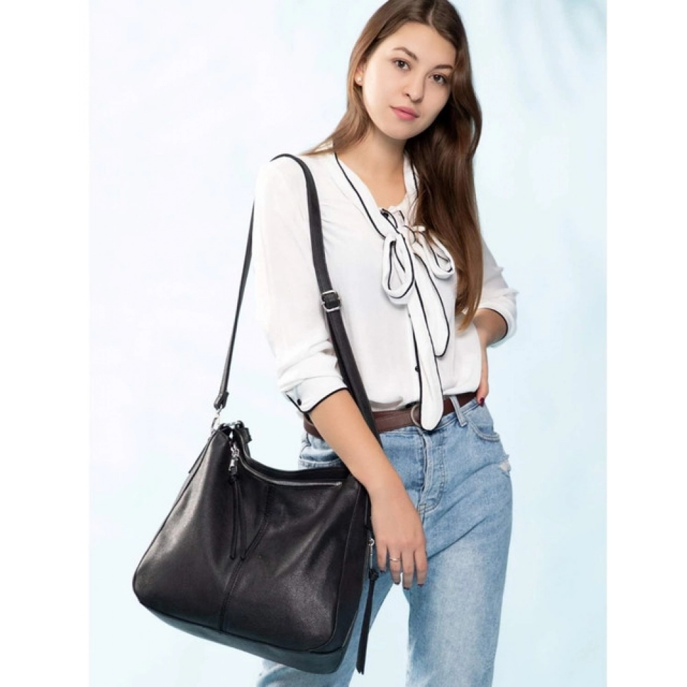 Generic Women's PU Leather Zipper Handbag (Black) - Image 2