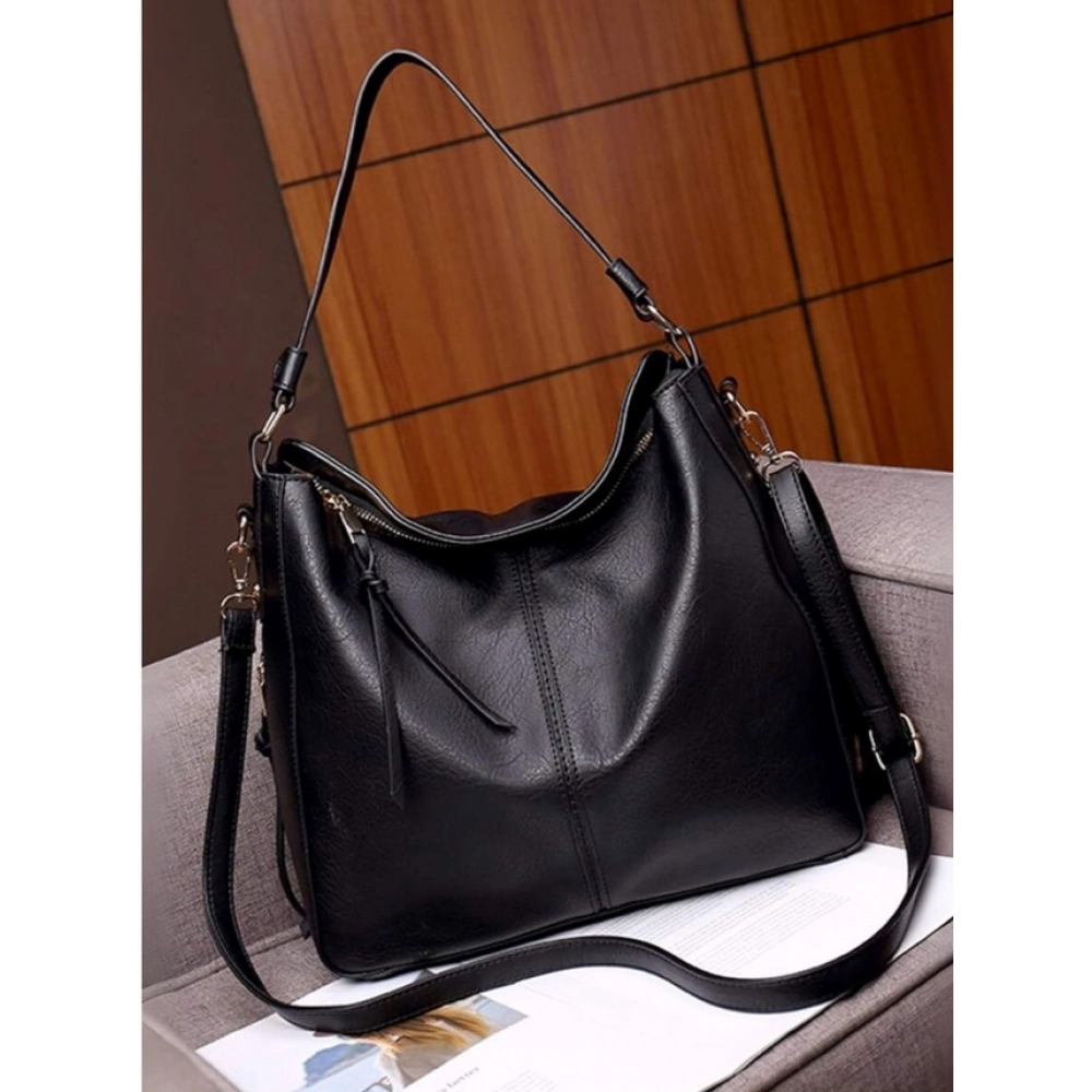 Generic Women's PU Leather Zipper Handbag (Black) - Image 4
