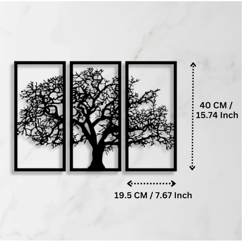 Generic Wooden 3 Pieces Tree Wall Art Panel Frame for Home Decor - Image 2