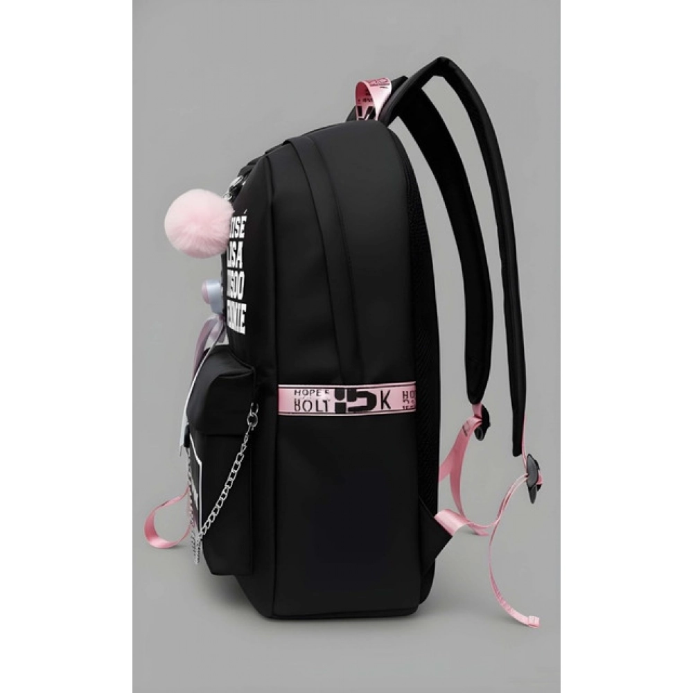 Generic Unisex PU Leather Solid Medium Zipper Backpack (Black) - Image 3