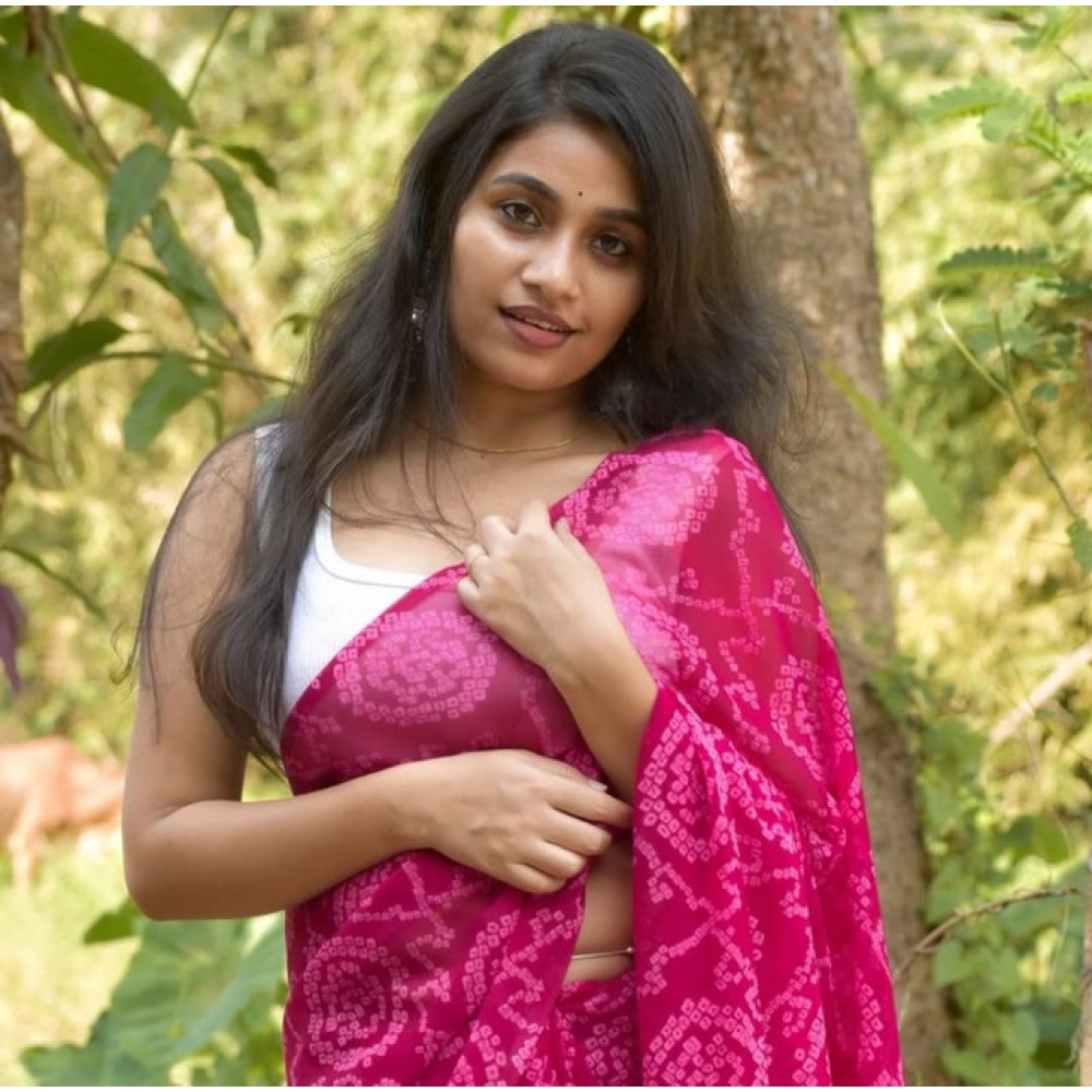 Generic Women's Georgette Printed Saree With Unstitched Blouse 5.5Mtr (Pink) - Image 4