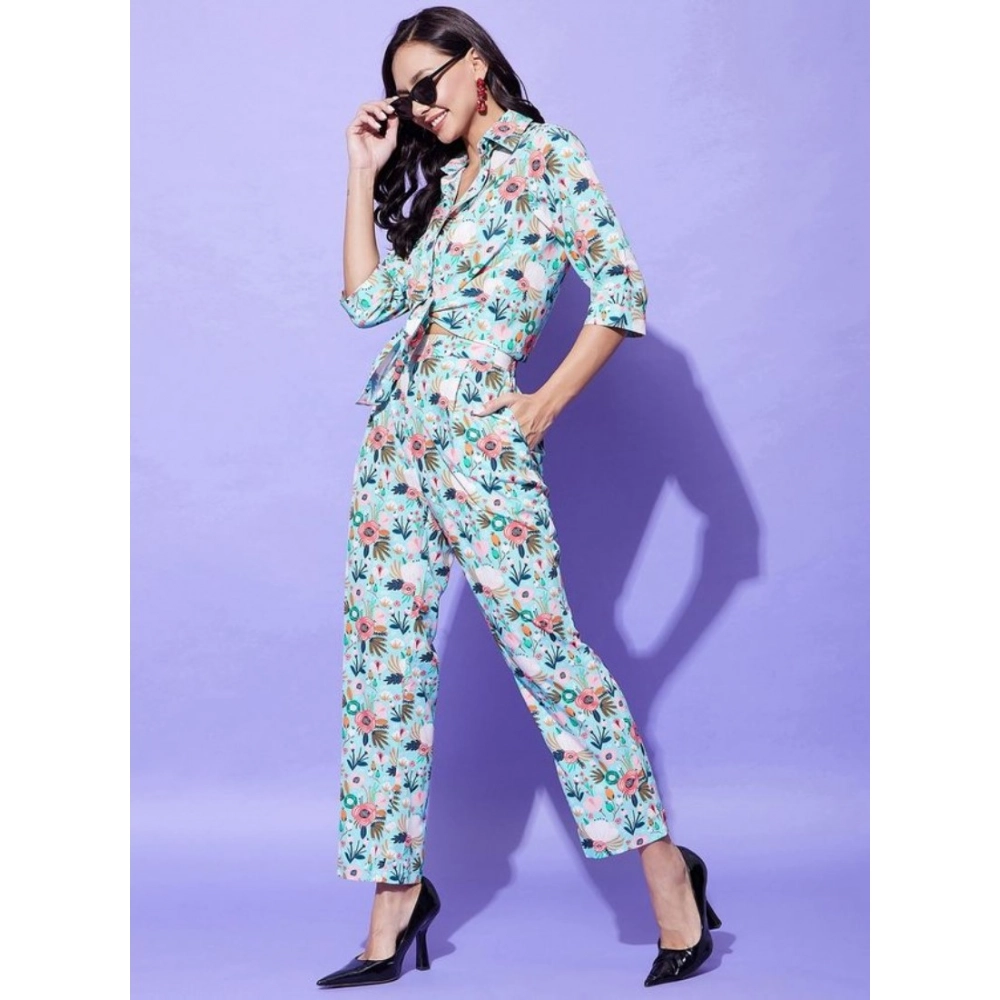 Generic Women's Polyester Floral 3-4th Sleeve Co-Ord Set (Multicolor) - Image 3