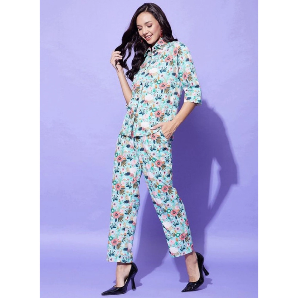 Generic Women's Polyester Floral 3-4th Sleeve Co-Ord Set (Multicolor) - Image 4