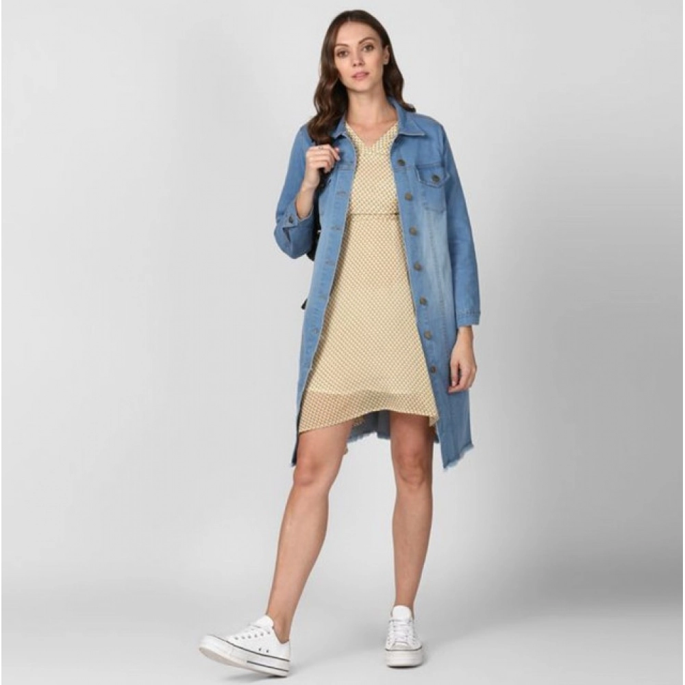 Generic Women's Denim Washed Long Sleeves Jacket (Blue) - Image 3