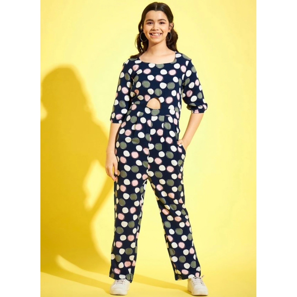 Generic Girl's Cotton Polka 3-4th Sleeve Jumpsuit (Multicolor) - Image 3
