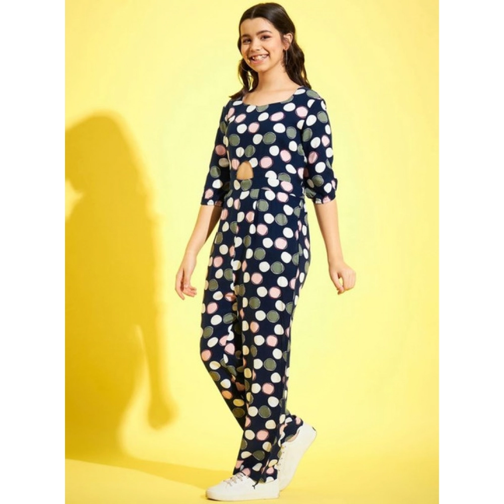 Generic Girl's Cotton Polka 3-4th Sleeve Jumpsuit (Multicolor) - Image 4