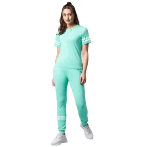 Generic Women's Cotton Striped Short Sleeve Tracksuit (Green)