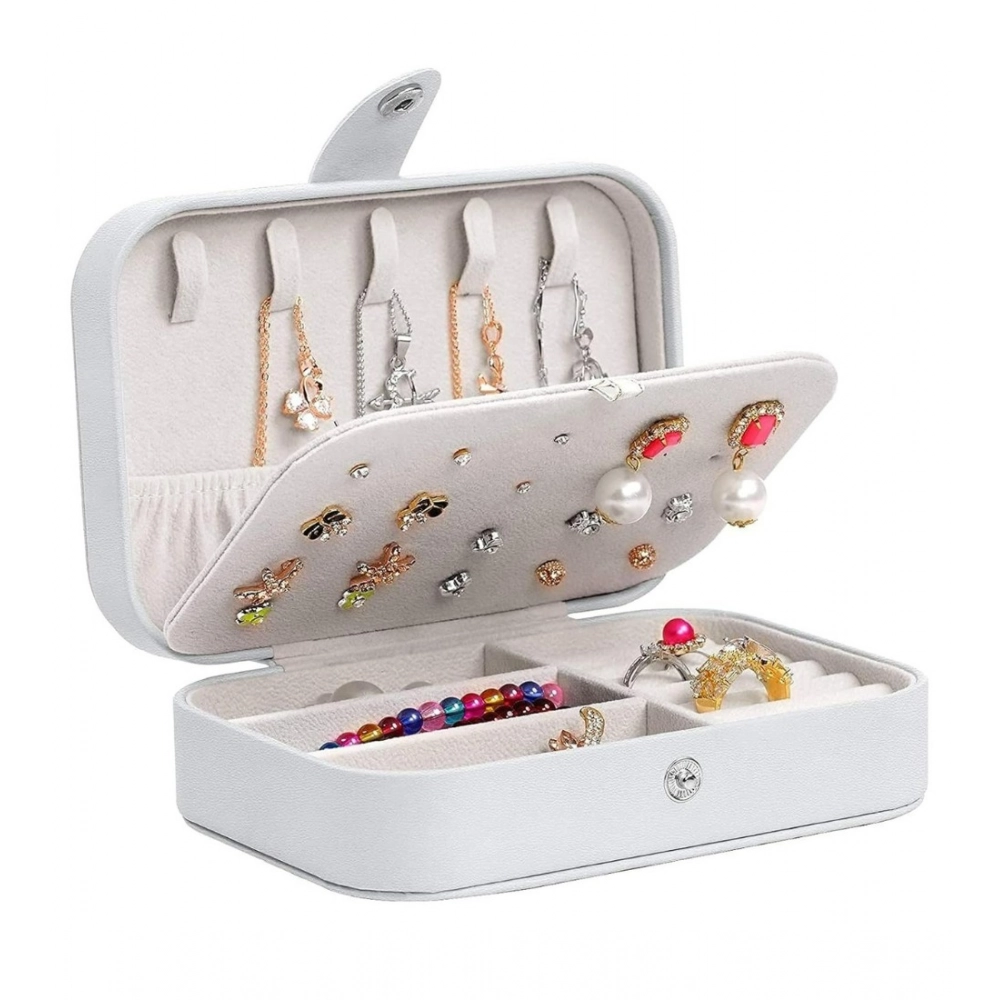 Generic PU Leather Solid Jewelry Storage Box (White-Cream)