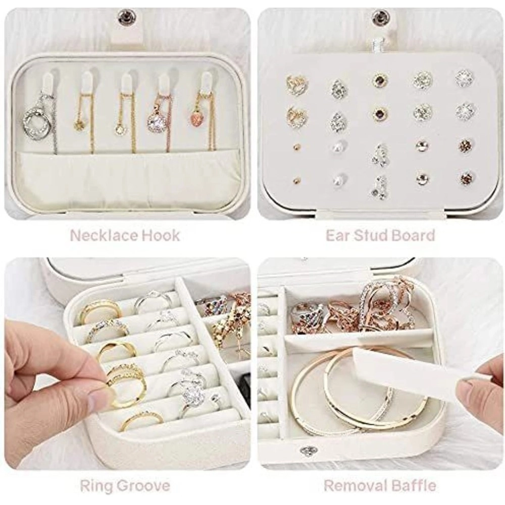 Generic PU Leather Solid Jewelry Storage Box (White-Cream) - Image 2