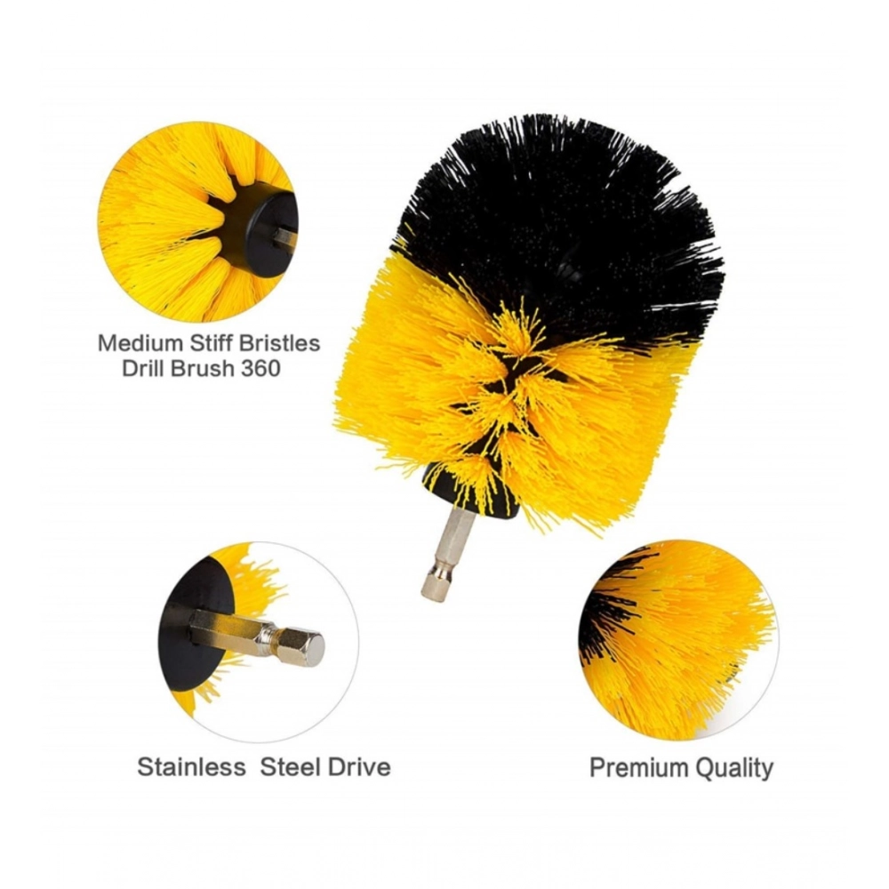 Generic Pack Of 3 Polypropylene Solid Power Drill Scrub Brush Cleaning Set (Yellow-Black) - Image 4