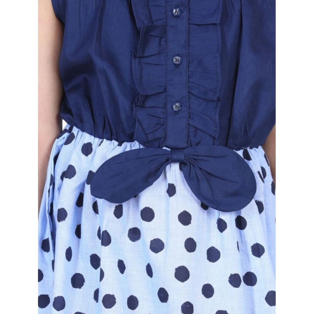 Generic Girl's Denim Polka Sleeveless Dress (Blue) - Image 4