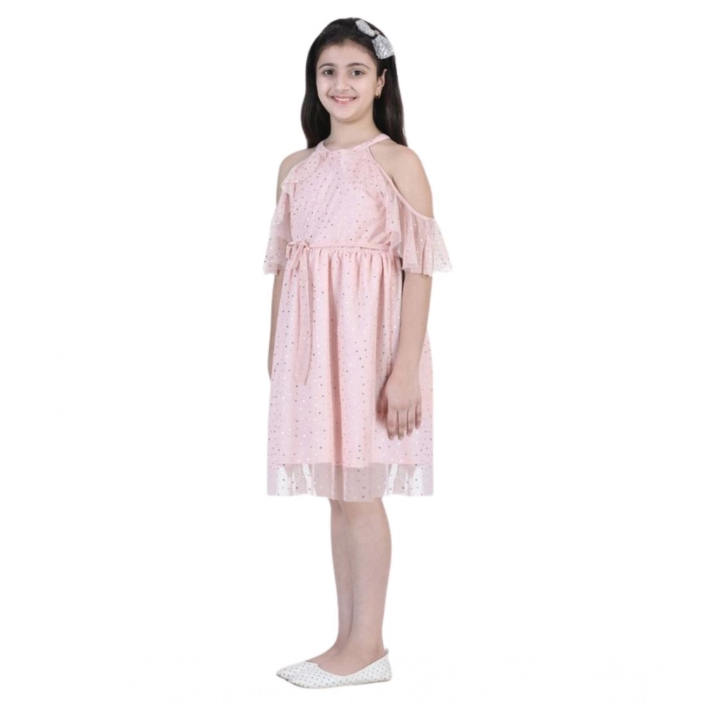 Generic Girl's Net Printed Sleeveless Dress (Blush Pink) - Image 2