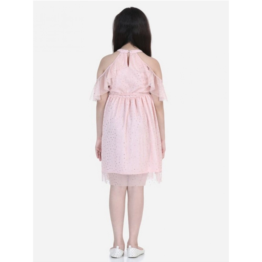Generic Girl's Net Printed Sleeveless Dress (Blush Pink) - Image 3