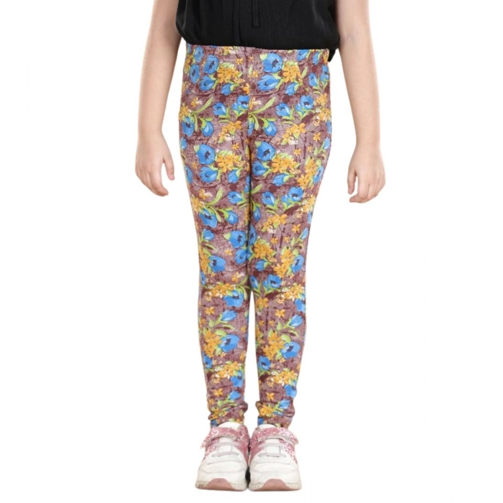 Generic Girl's Cotton Lycra Floral Elasticated Jeggings (Multicolor) - Image 2