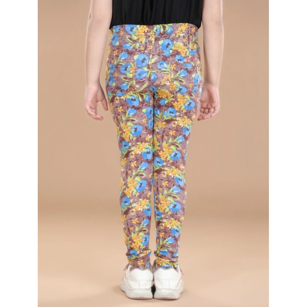 Generic Girl's Cotton Lycra Floral Elasticated Jeggings (Multicolor) - Image 4