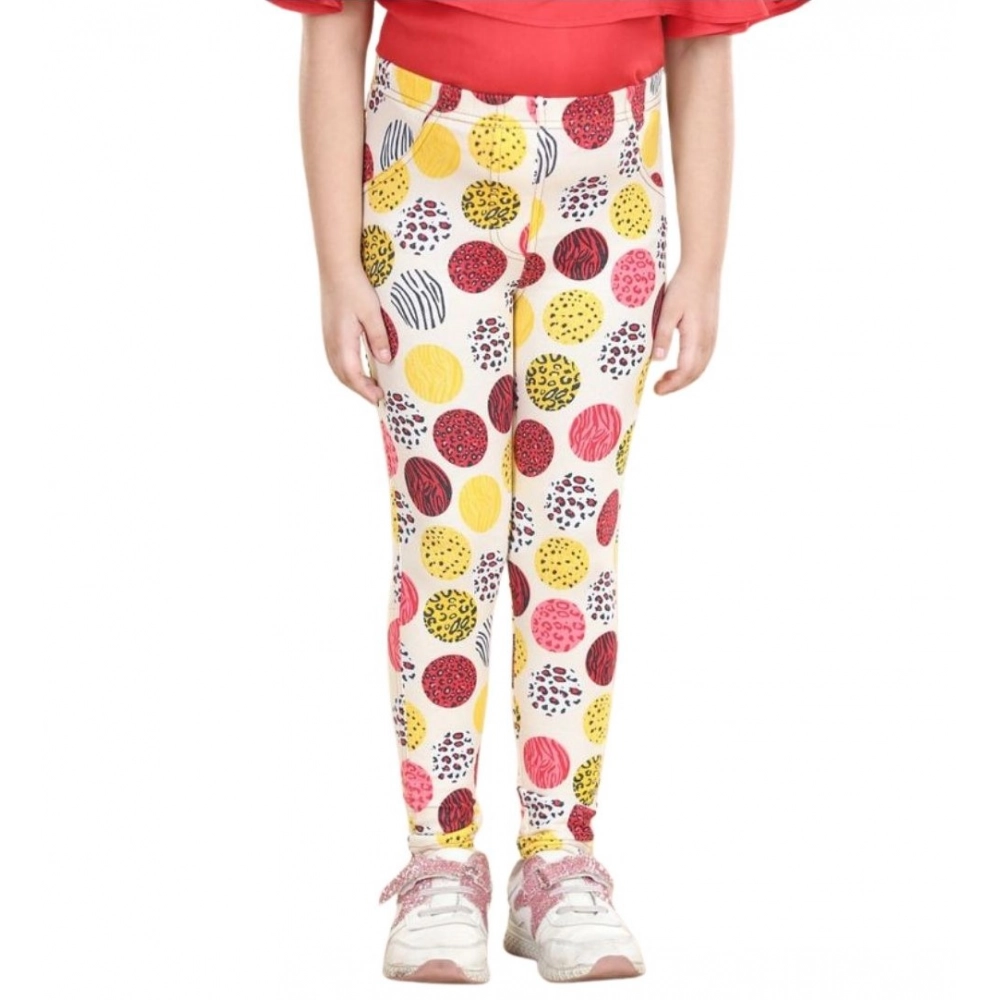 Generic Girl's Cotton Lycra Floral Elasticated Jeggings (Multicolor) - Image 2