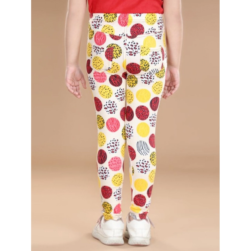 Generic Girl's Cotton Lycra Floral Elasticated Jeggings (Multicolor) - Image 4