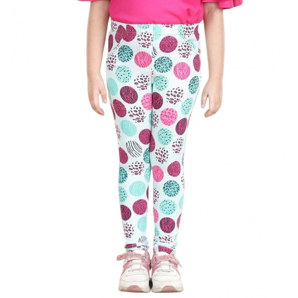 Generic Girl's Cotton Lycra Floral Elasticated Jeggings (Multicolor) - Image 2