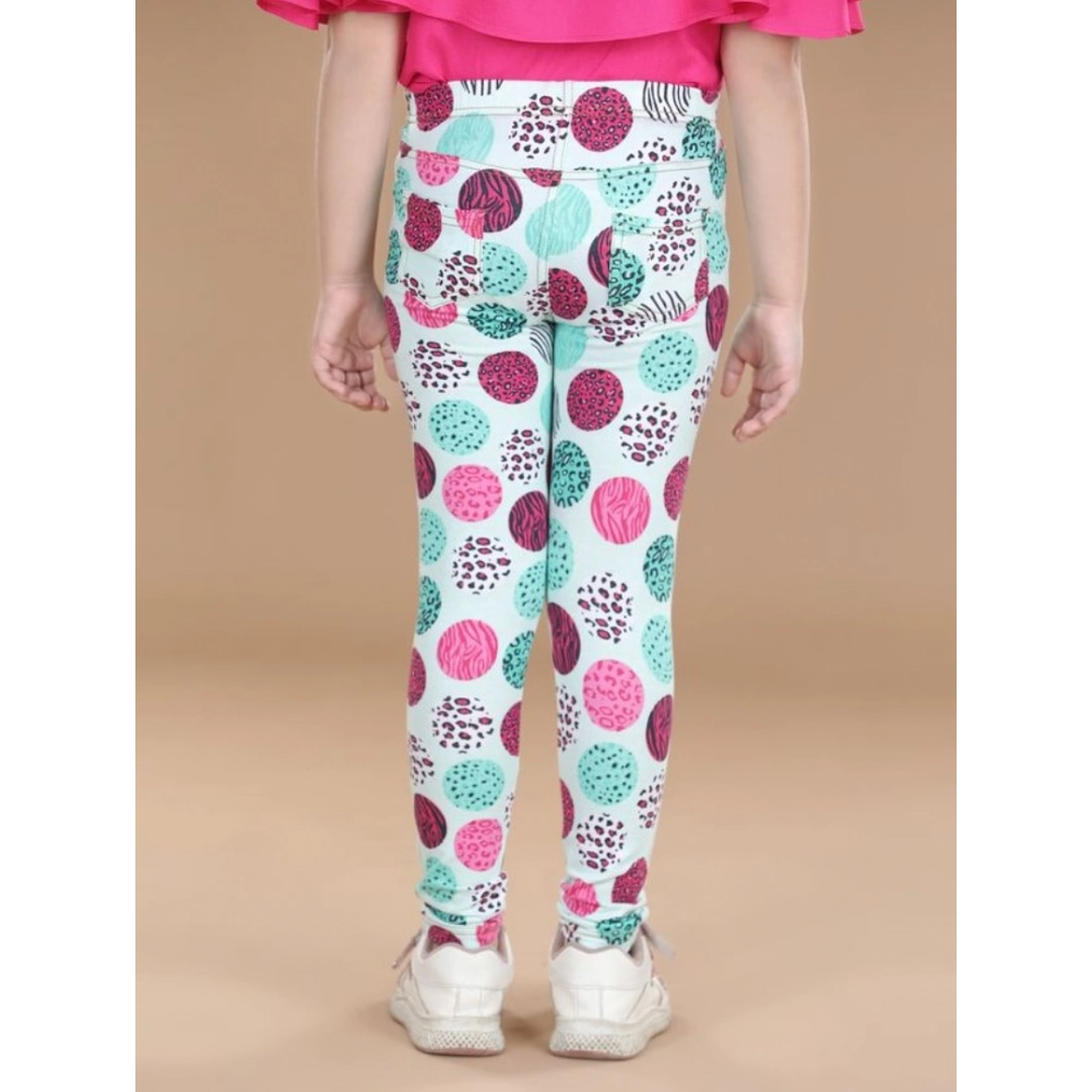 Generic Girl's Cotton Lycra Floral Elasticated Jeggings (Multicolor) - Image 4