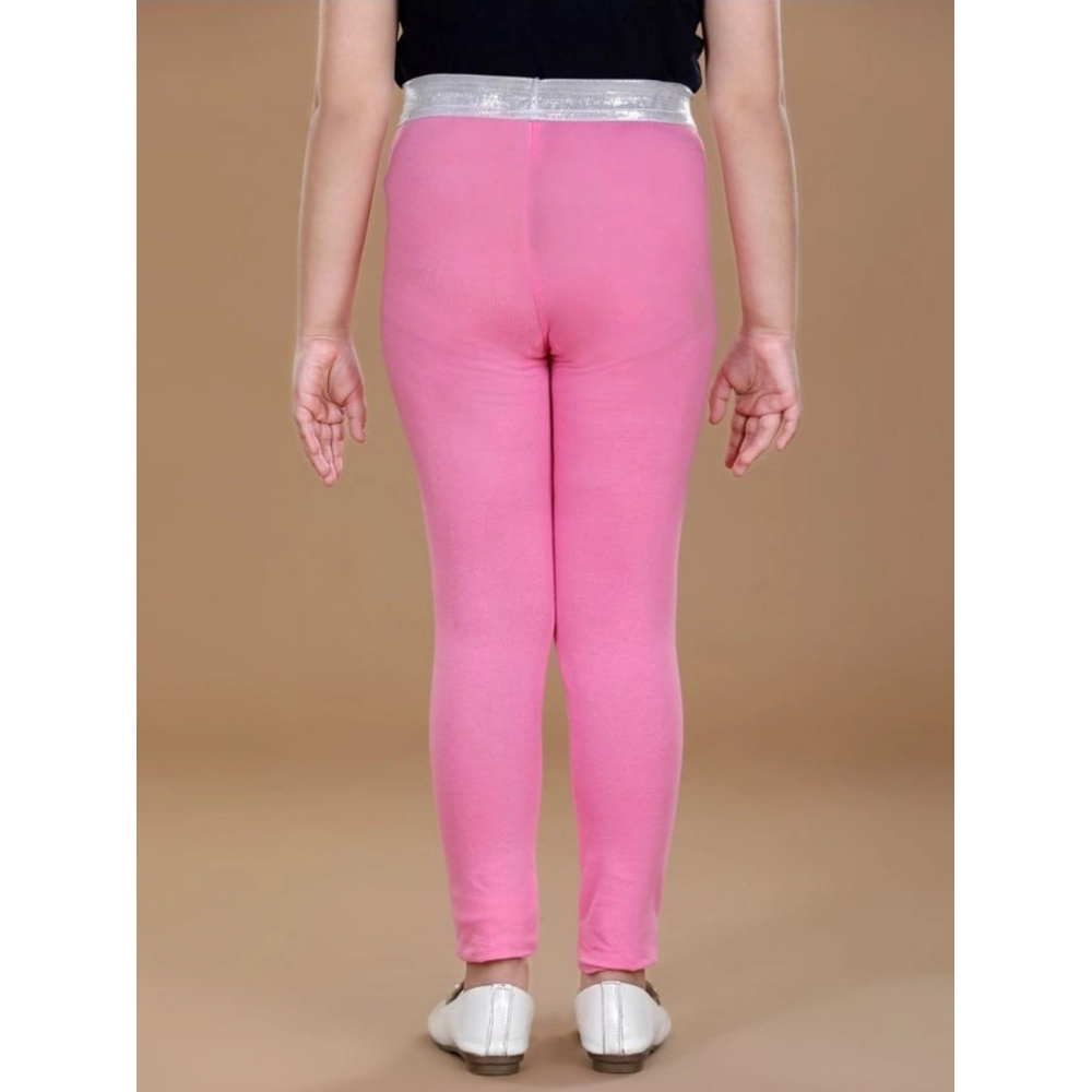 Generic Girl's Cotton Lycra Star Print Elasticated Leggings (Pink) - Image 4