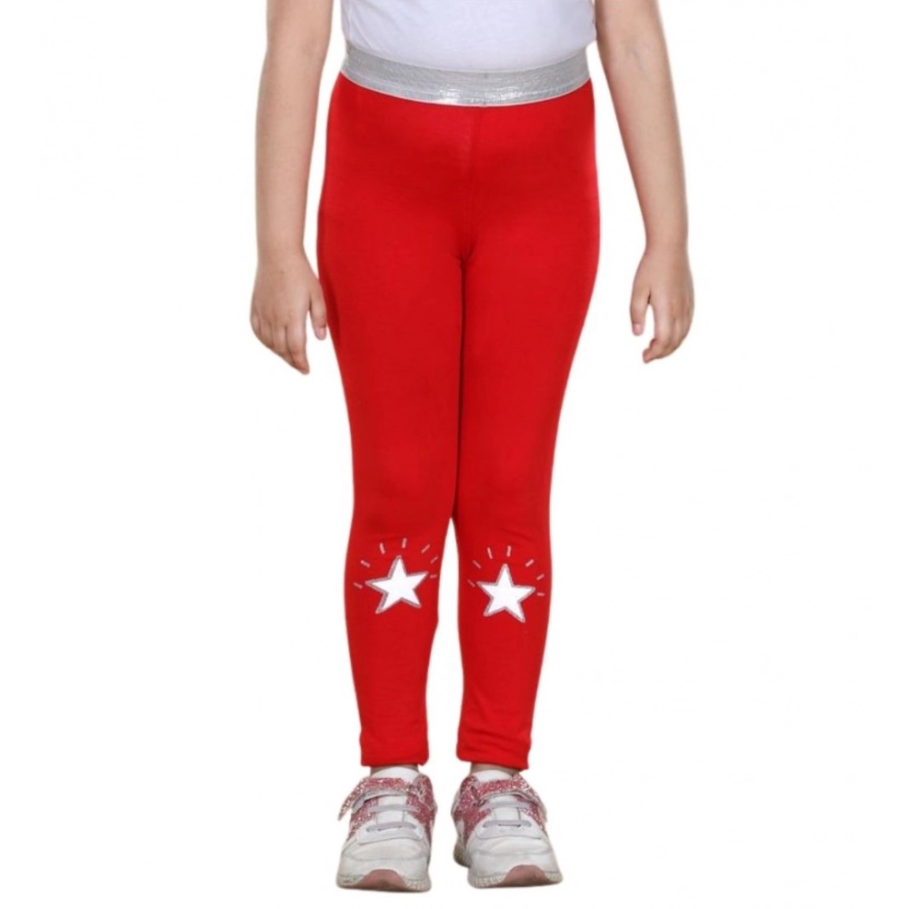 Generic Girl's Cotton Lycra Star Print Elasticated Leggings (Red) - Image 2