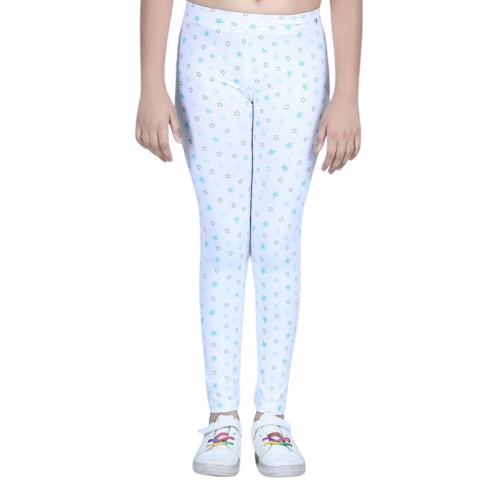 Generic Girl's Cotton Lycra Printed Elasticated Leggings (White) - Image 2