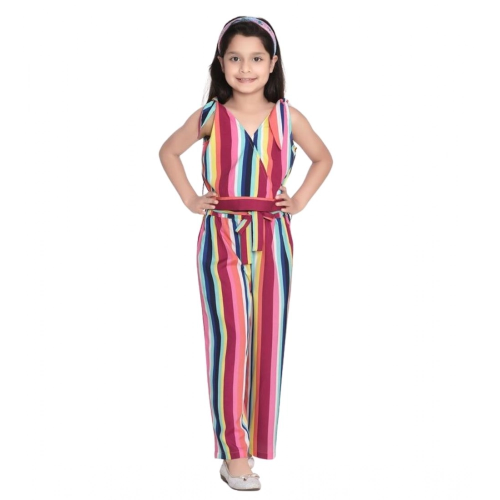 Generic Girl's Polyester Crepe Floral Cold Shoulder Crop Top and Pallazo Set (Multicolor) - Image 2