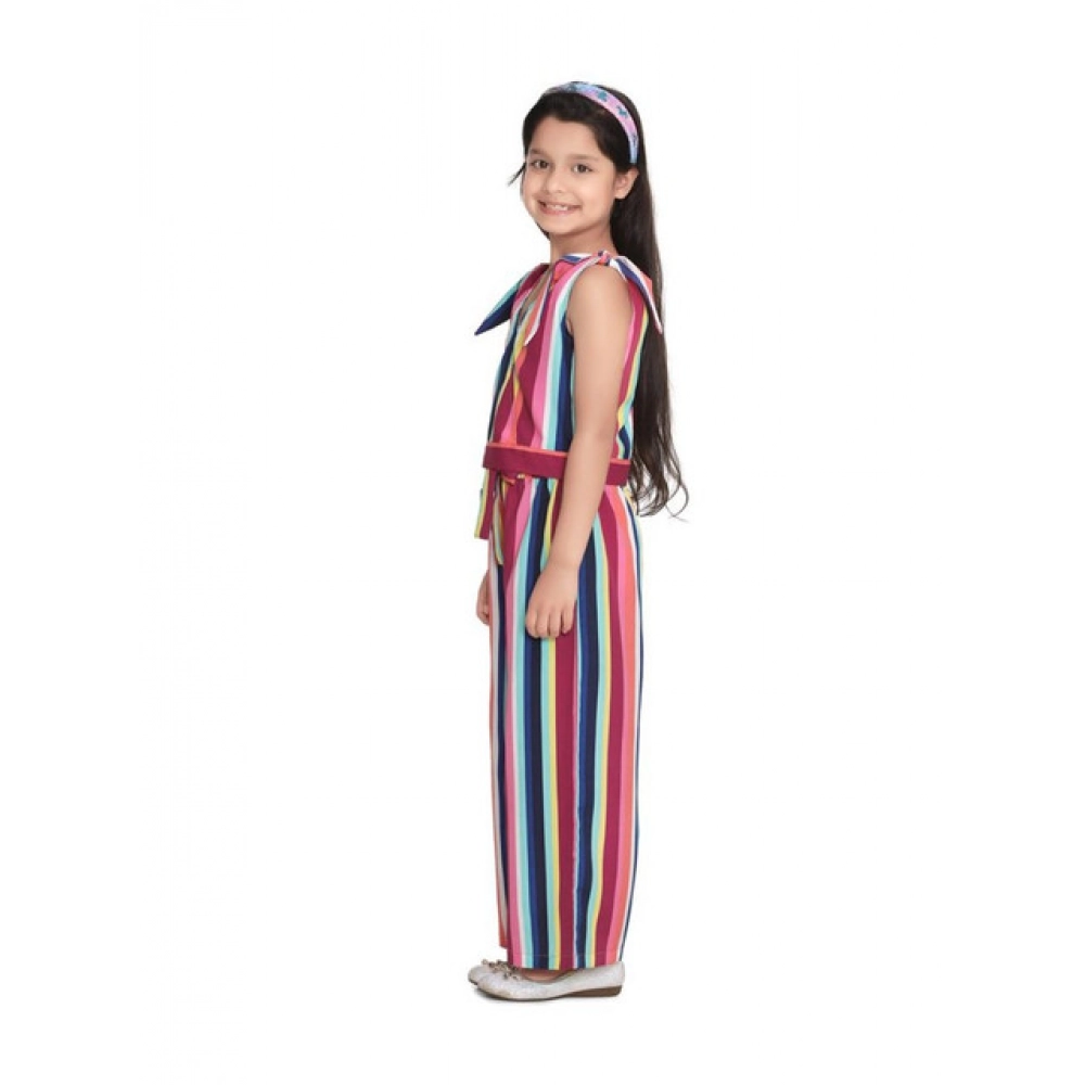 Generic Girl's Polyester Crepe Floral Cold Shoulder Crop Top and Pallazo Set (Multicolor) - Image 4