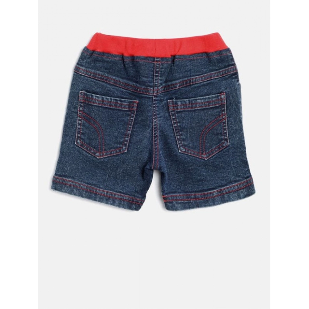 Generic Girl's Denim Lace Inserts Sleeveless Shorts (Blue-Red) - Image 2