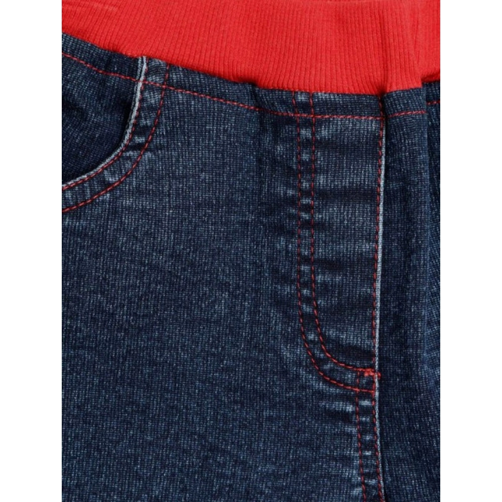 Generic Girl's Denim Lace Inserts Sleeveless Shorts (Blue-Red) - Image 3