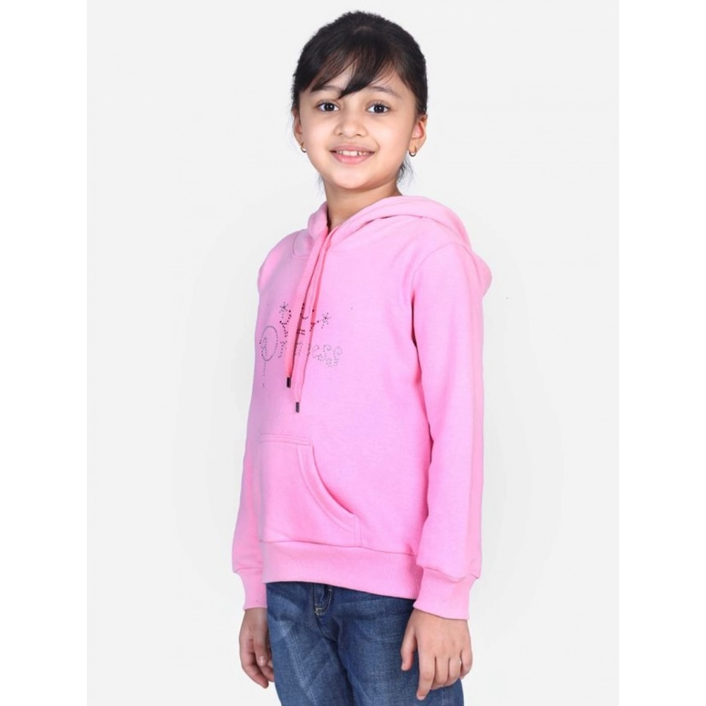 Generic Girl's Fleece Embellished Long Sleeves Sweatshirt (Light Pink) - Image 4