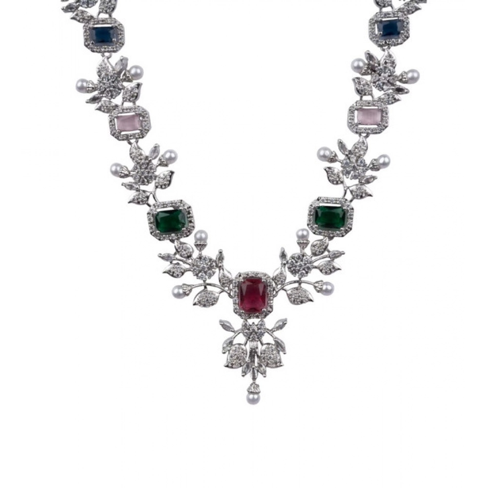Generic Women's Brass Silver Plated Necklace set (Multicolor) - Image 4