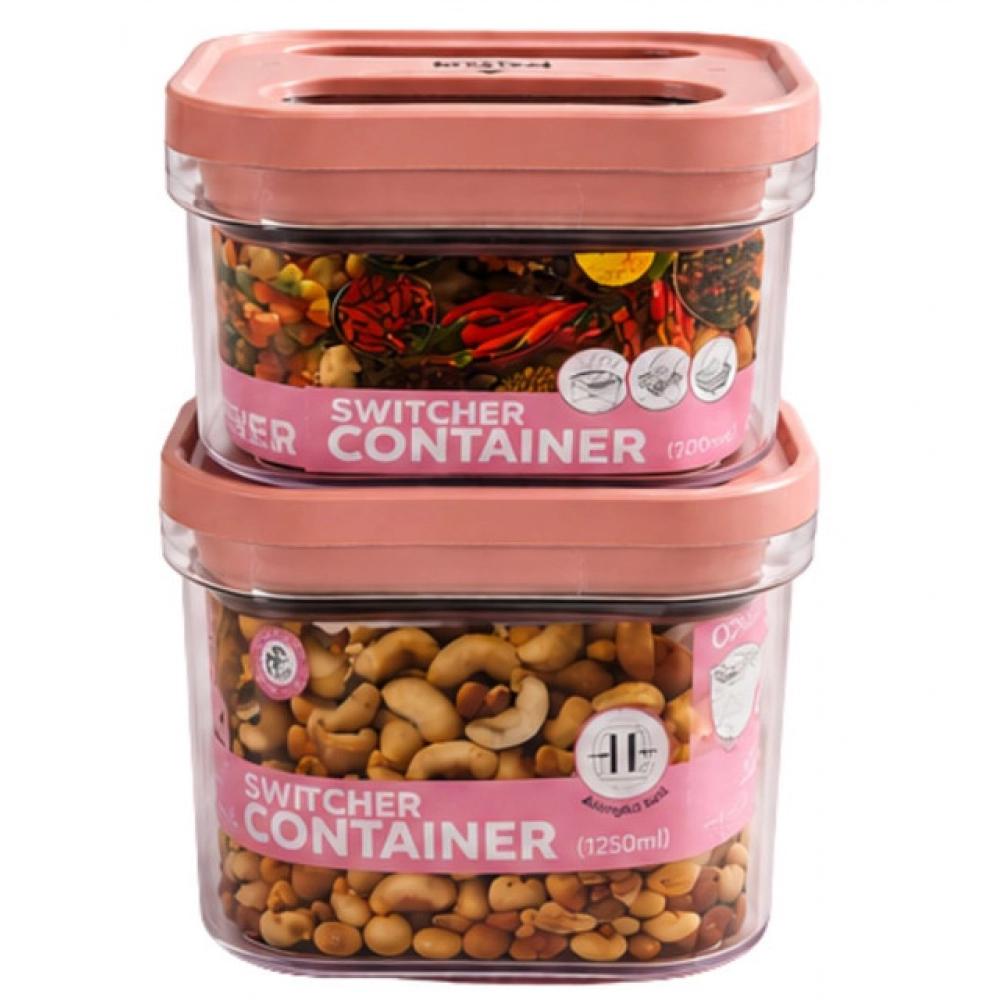 Generic Pack of 2 Switchers Airtight Storage Container Set 1250 ML (Pink) - Image 2